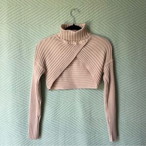 House of Harlow Cropped Cut Out Tan Long Sleeve